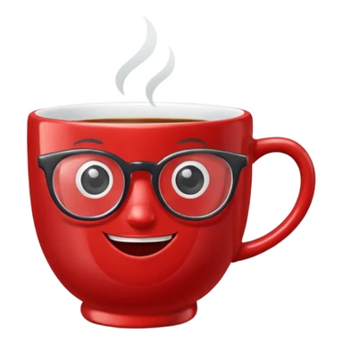 talking teacup red with glassess sticker