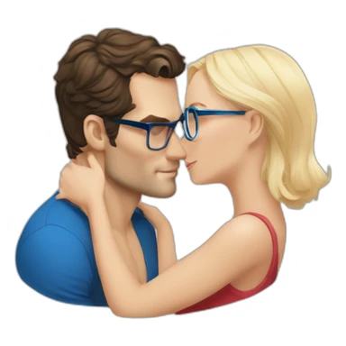 Henry Cavill kissing blond woman with glasses, with blue eyes with very very short hair sticker