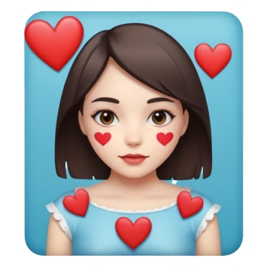 polaroid picture of a girl with hearts on it, taped up sticker