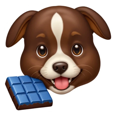 dog biting a bar of chocolate sticker