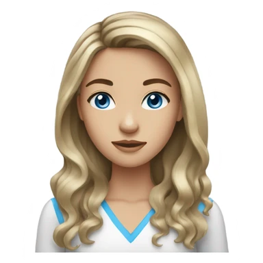 brunette girl with blonde highlights and blue eyes sticker