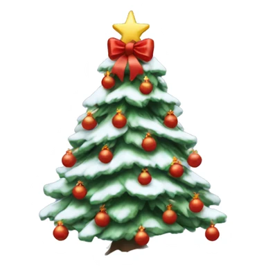 Aesthetic Christmas Tree with snow and red bows  sticker