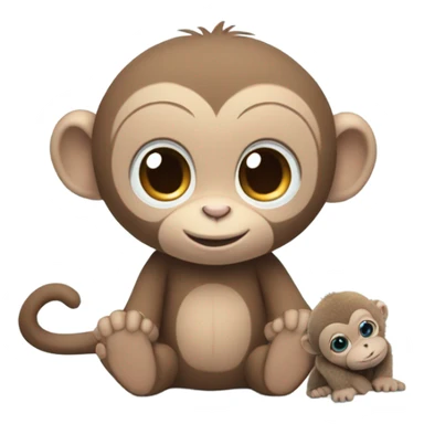 Light brown body, light blue eyes, baby monkey, jellycat stuffed animal sticker