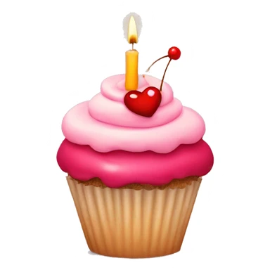 Cupcake, heart cherry, birthday candle sticker