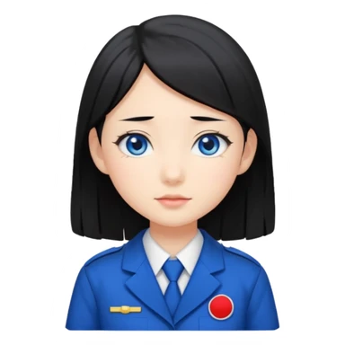 japanese schoolgirl with black hair and blue eyes sticker