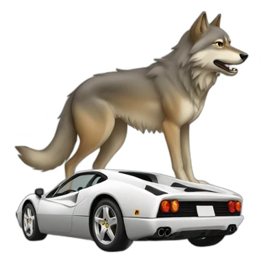 wolf leaning against ferrari sticker