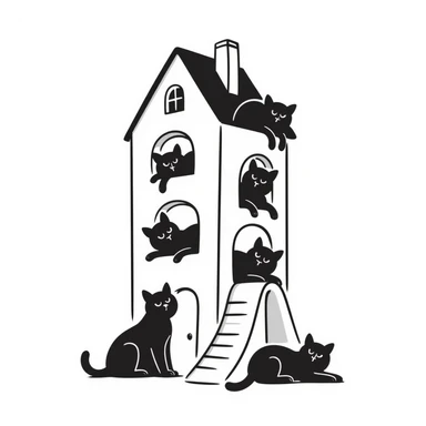 cats relaxing in a vertical playhouse sticker