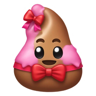 poop emoji red and pink bow sticker