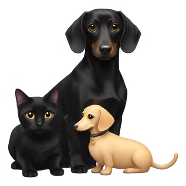 All Black cat next to black and white dachshund dog sticker