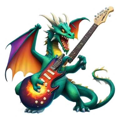 Mean Dragon breathing fire with electric guitar sticker