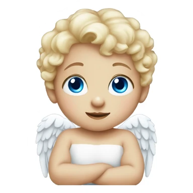 Cute baby Angel with hands under chin with blue eyes sticker