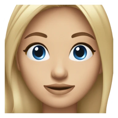 Une femme avec les cheveux long lisse et blond, elle a les yeux bleus et a du mascara sticker