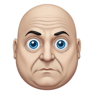 uncle fester with blue eyes and black eyebrows sticker