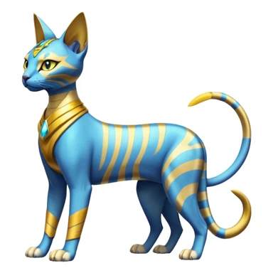Modern futuristic shiny colorful Bastet-Sphynx-Lombax-Zeraora-Renamon-fusion (full body) sticker