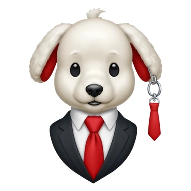 Un caniche blanc avec une cravate rouge et un cerre téte rouge cravate sticker