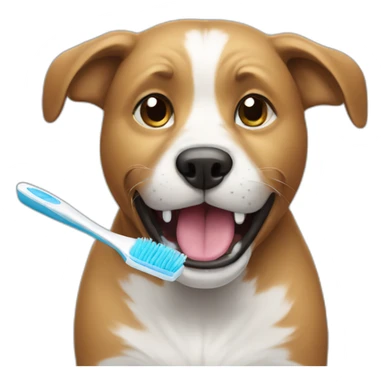 A dog brushing teeth sticker