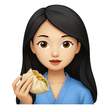 dumpling eat ginger woman long hair sticker