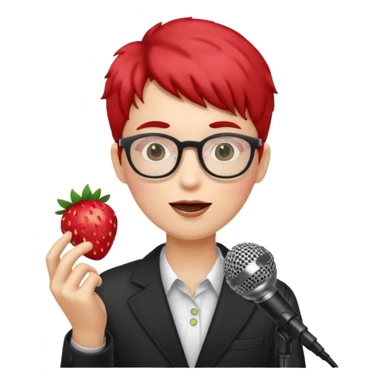 strawberry front the mic with glasses  sticker