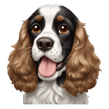 black white and brown cocker spaniel with tongue out sticker