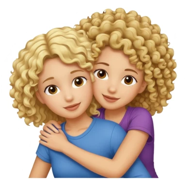 A blonde girl piggybacking on top of her curly-haired brunette friend sticker