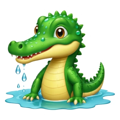 baby crocodile is showing under the shower  sticker