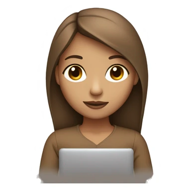 Girl-typing-MacBook-light skin tone-brown hair with middle part sticker
