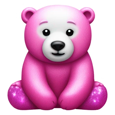 Hot pink polar bear sitting down with glitter sticker