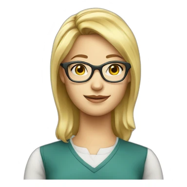 Blonde young female elementary school teacher with glasses sticker