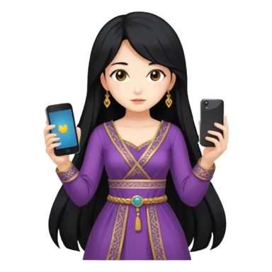anime girl with persion crawl custome dress and smartphone sticker