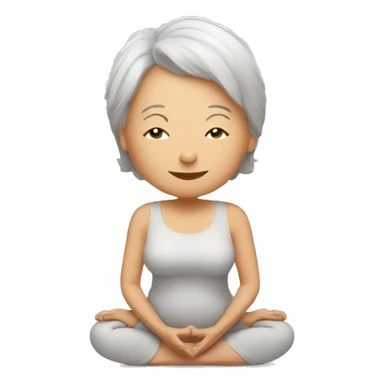 older woman doing yoga with basenki sticker