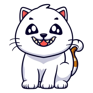 saber-toothed cat with a tiny body and enormous 8-inch fangs that are twenty times longer than its body, absurdly disproportionate teeth sticker
