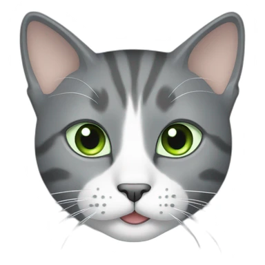Gray cat with white mouth and white nose and light green eyes sticker