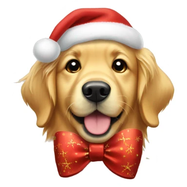 Golden retriever with a Christmas bow sticker