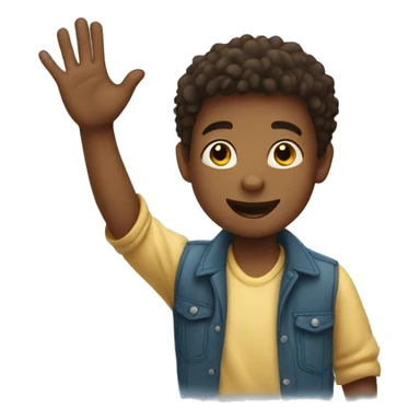 a boy raising hand to welcome everyone  sticker