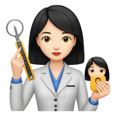 tailor woman holding measure black hair sticker