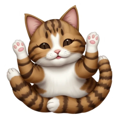 dark brown tabby and white cat in funny positions upside down with eyes closed sticker