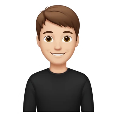 white man black pullover brown styled hair sticker