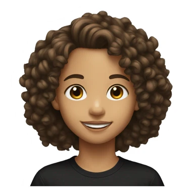 Lightskin pre teen smiling with low curly hair and black T-shirt on sticker