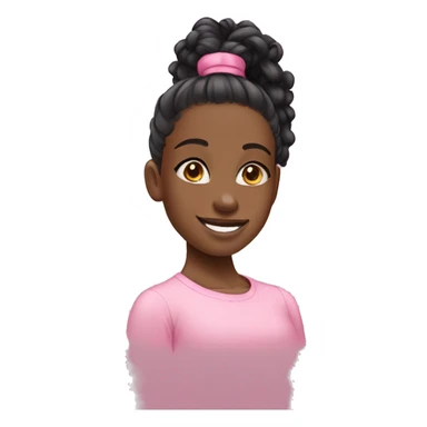 black girl with curly high ponytail with a pink  ྀིྀི sticker