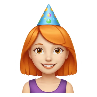 party hatted orange haired girl sticker