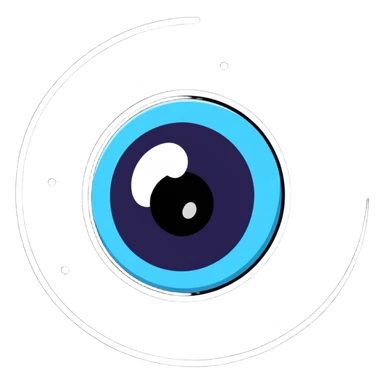 Cartoon eyeball with spiral dizzy effect and stars sticker