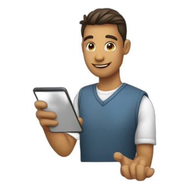 doing checklist for developing mobile app (with ios device in a hand and the list in the another hand sticker