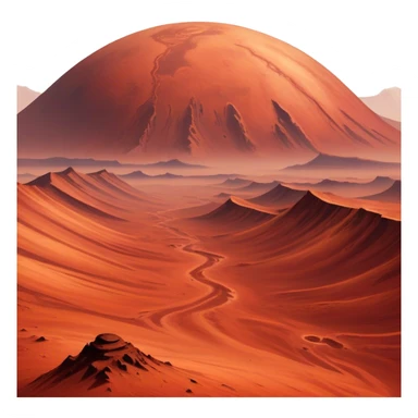 🔥 Cinematic Realistic Mars – A striking, high-resolution image of the Red Planet, featuring its iconic rust-colored terrain, deep canyons, and towering volcanoes. Swirling dust storms can be seen in the thin Martian atmosphere, with sunlight casting long shadows over its desolate, rocky landscape. sticker