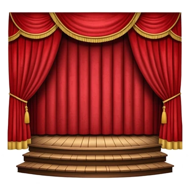 An empty theatre stage with red curtains sticker