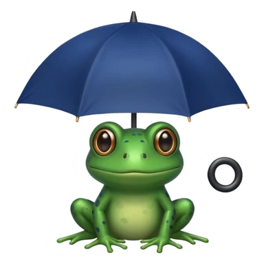 Frog hold small dark blue umbrella sticker