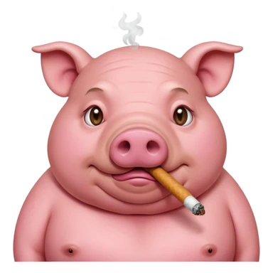 Fat pig with cigarette  sticker