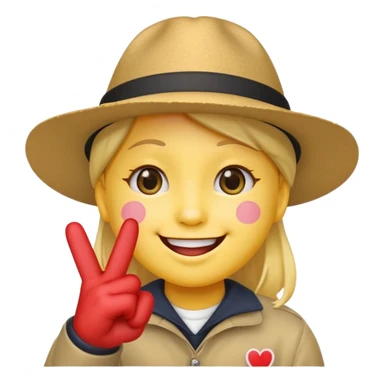 A Smiling Face with Smiling Eyes emoji with a hand korean finger heart emoji that has the middle finger sticking out sticker