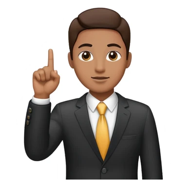 Person in business attire showing one finger pointing up sticker