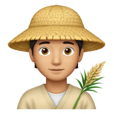 Asian guy with a rice hat sticker