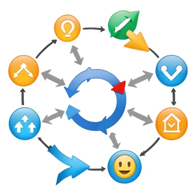 Visual process diagram showing how product solves customer problems sticker